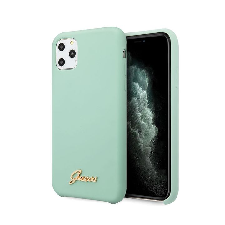 Guess GUHCN65LSLMGG iPhone 11 Pro Max zielony/green hard case Silicone Vintage Gold Logo na NearMe.pl