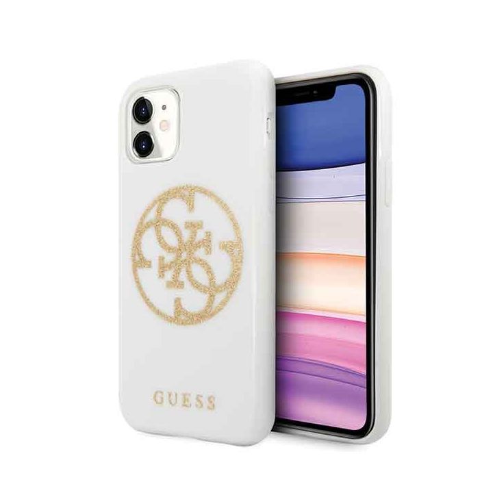 Guess GUHCN61TPUWHGLG iPhone 11 6,1" /Xr biały/white hard case Glitter 4G Circle Logo na NearMe.pl