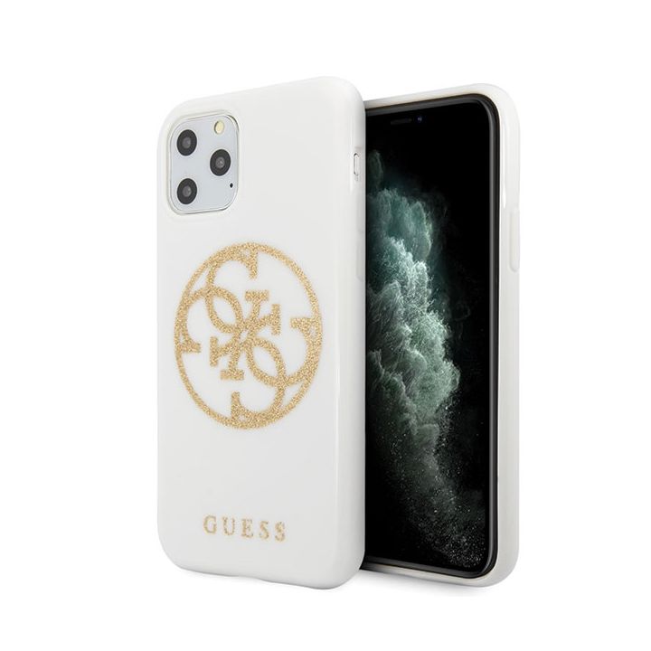 Guess GUHCN65TPUWHGLG iPhone 11 ProMax biały/white hard case Glitter 4G Circle Logo na NearMe.pl