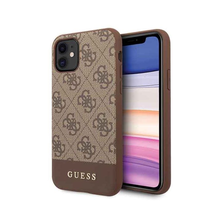 Guess GUHCN61G4GLBR iPhone 11 / Xr 6,1"brązowy/brown hard case 4G Stripe Collection na NearMe.pl