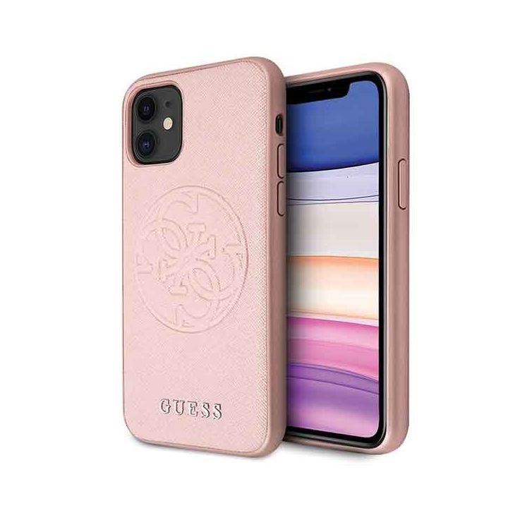 Guess GUHCN61RSSASRG iPhone 11 6,1" / Xrróżowo-złoty/rose gold hard case Saffiano 4G Circle Logo na NearMe.pl