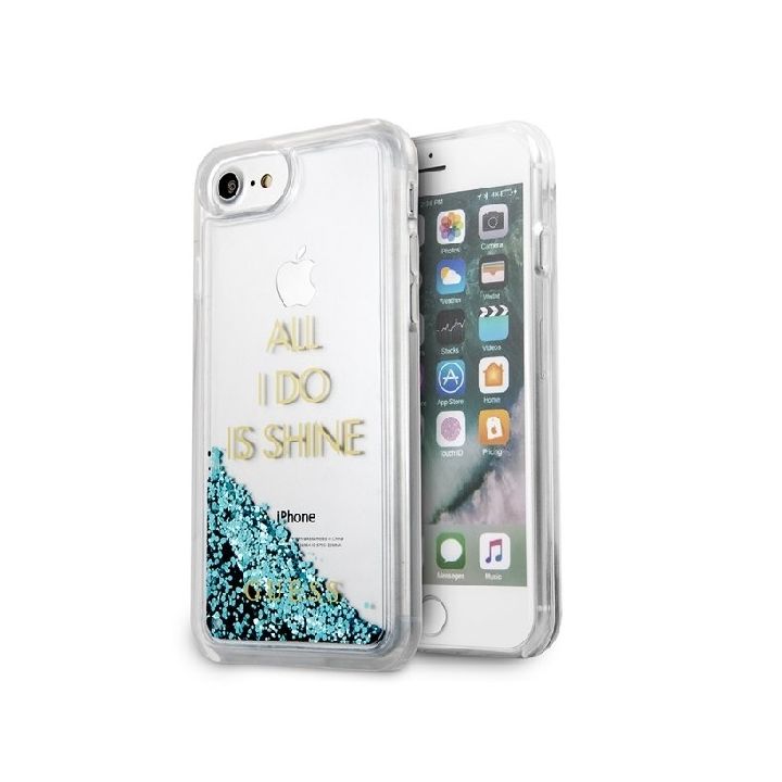 Guess GUHCP7GLUQBL iPhone 6/7/8/SE 2020 / SE 2022 niebieski/blue hard case Liquid Glitter Party na NearMe.pl