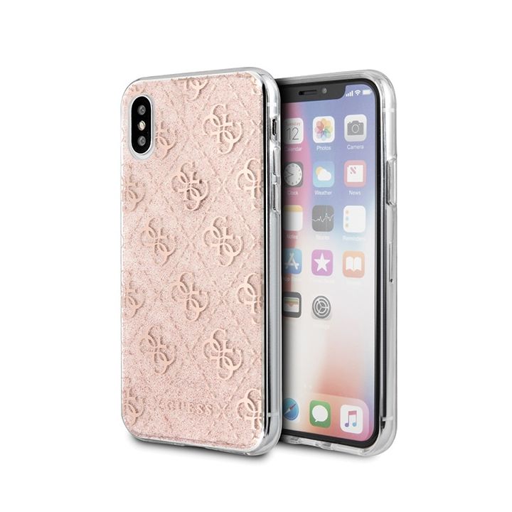 Guess GUHCPXPCU4GLPI iPhone X/Xsróżowy/pink hard case 4G Glitter na NearMe.pl