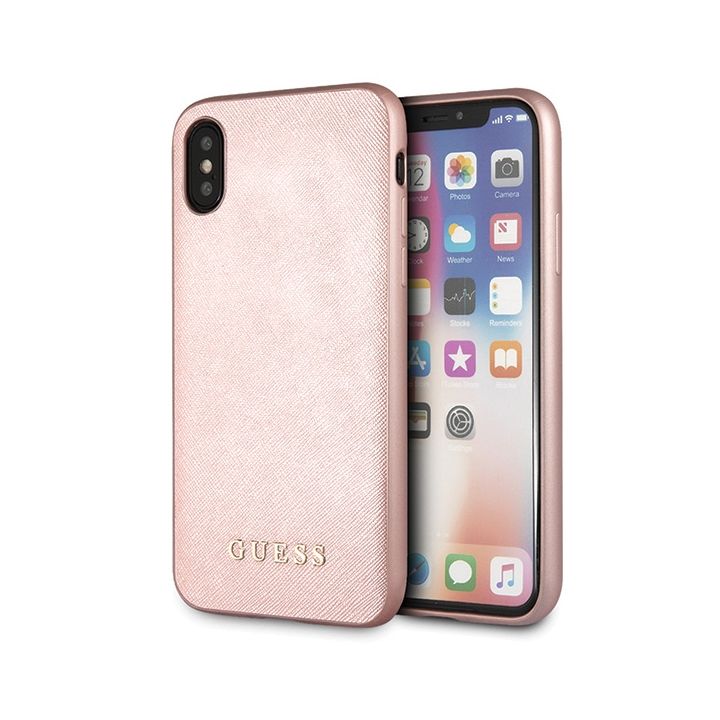Guess GUHCPXSLSAPI iPhone X/Xsróżowy/pink hard case Saffiano na NearMe.pl