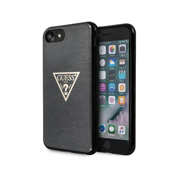 Guess GUHCI8SGTLBK iPhone 7/8/SE 2020/ SE 2022 czarny/black hard case Glitter Triangle na NearMe.pl