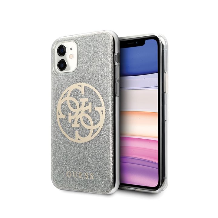 Guess GUHCN61PCUGLLG iPhone 11 6,1" / Xrjasnoszary/light grey hard case Glitter 4G Circle Logo na NearMe.pl