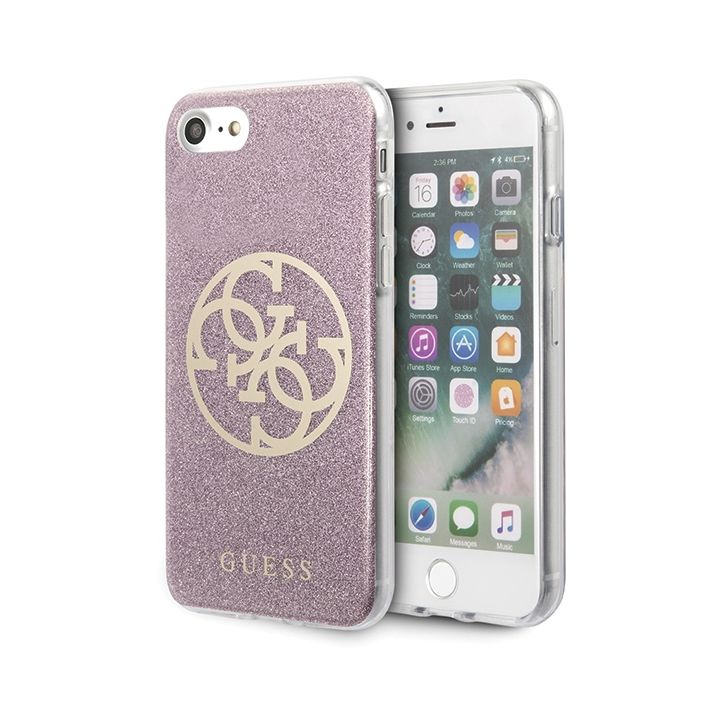 Guess GUHCI8PCUGLPI iPhone 7/8/SE 2020/ SE 2022 różowy/pink hard case Glitter 4G Circle Logo na NearMe.pl
