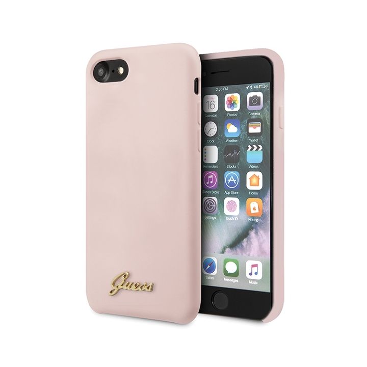 Guess GUHCI8LSLMGLP iPhone 7/8/SE 2020/ SE 2022 jasnoróżowy/light pink hard case Silicone Vintage Gold Logo na NearMe.pl