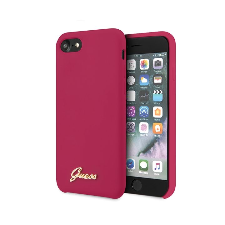 Guess GUHCI8LSLMGRE iPhone 7/8/SE 2020 / SE 2022 czerwony/burgundy hard case Silicone Vintage Gold Logo na NearMe.pl