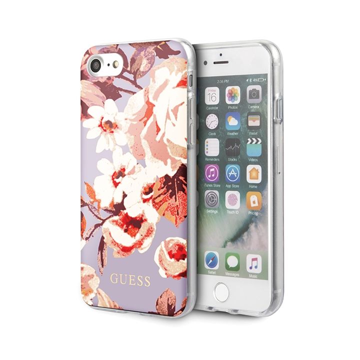 Guess GUHCI8PCUTRFL02 iPhone 7/8/SE 2020/ SE 2022 liliowy/lilac N°2 Flower Collection Shiny na NearMe.pl