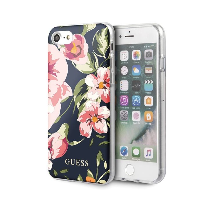 Guess GUHCI8PCUTRFL03 iPhone 7/8/SE 2020/ SE 2022 granatowy/navy N°3 Flower Collection Shiny na NearMe.pl