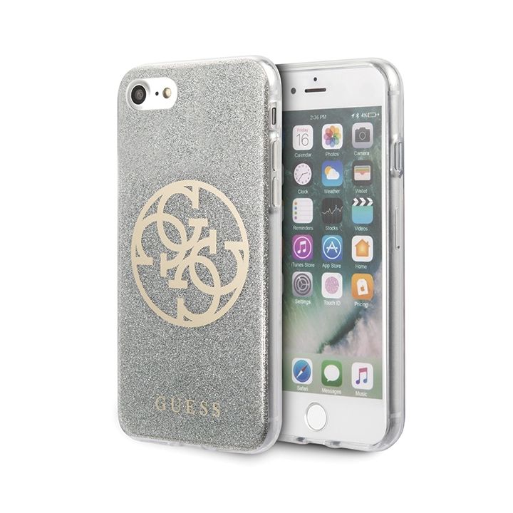 Guess GUHCI8PCUGLLG iPhone 7/8/SE 2020/ SE 2022 jasnoszary/light grey hard case Glitter 4G Circle Logo na NearMe.pl