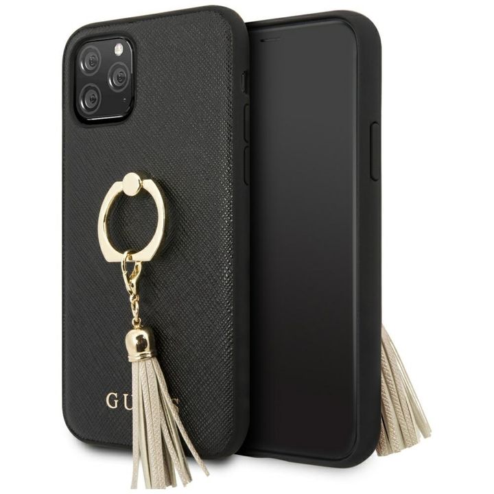 Guess GUHCN58RSSABK iPhone 11 Proczarny/black hard case Saffiano with ring stand na NearMe.pl