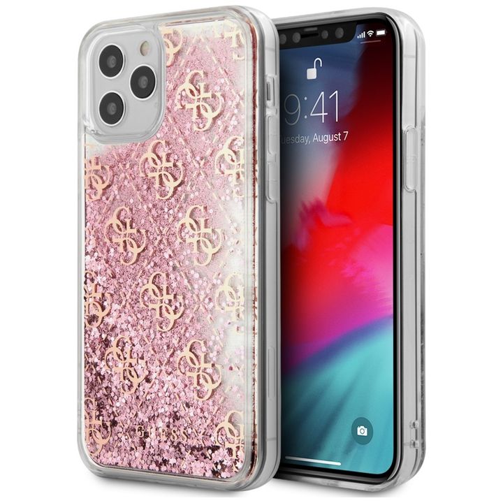 Guess GUHCP12LLG4GSPG iPhone12 Pro Max 6,7" różowy/pink hardcase 4G Liquid Glitter na NearMe.pl