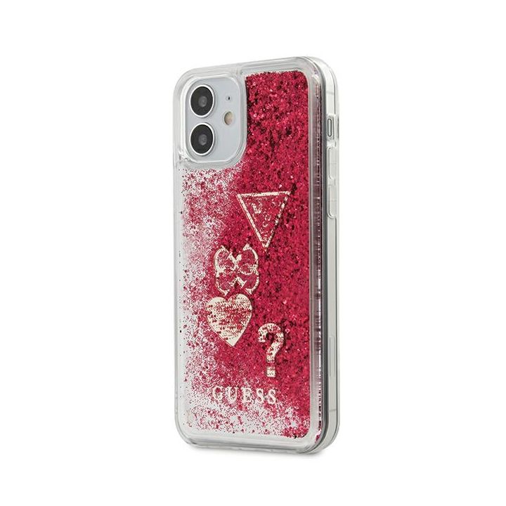 Guess GUHCP12SGLHFLRA iPhone 12 mini 5,4" malinowy/raspberry hardcase Glitter Charms na NearMe.pl