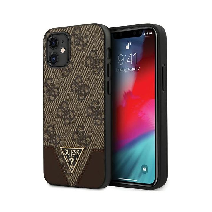 Guess GUHCP12SPU4GHBR iPhone 12 mini 5,4" brązowy/brown hardcase 4G Triangle Collection na NearMe.pl