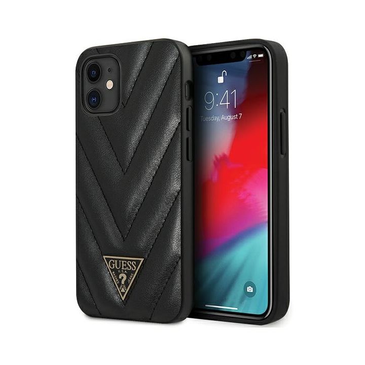 Guess GUHCP12SPUVQTMLBK iPhone12 mini 5,4" czarny/black hardcase V-Quilted Collection na NearMe.pl