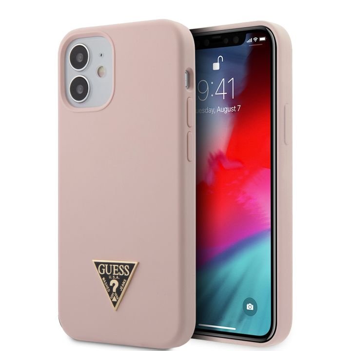 Guess GUHCP12SLSTMLP iPhone12 mini 5,4" jasnoróżowy/light pink hardcase Silicone Triangle Logo na NearMe.pl