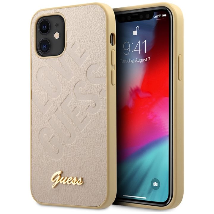Guess GUHCP12SPUILGLG iPhone12 mini 5,4" złoty/gold hardcase Iridescent Love Script Gold Logo na NearMe.pl