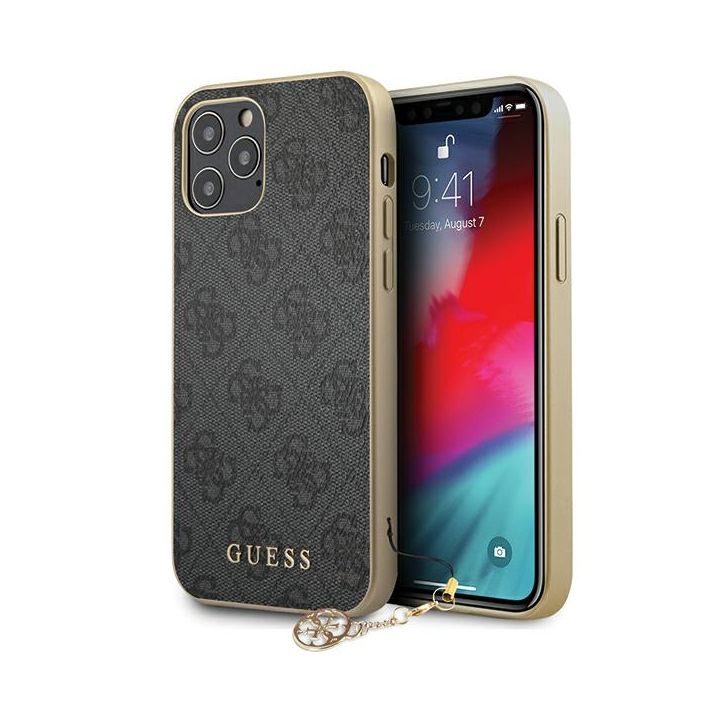 Guess GUHCP12MGF4GGR iPhone 12/12 Pro 6,1" szary/grey hardcase 4G Charms Collection na NearMe.pl