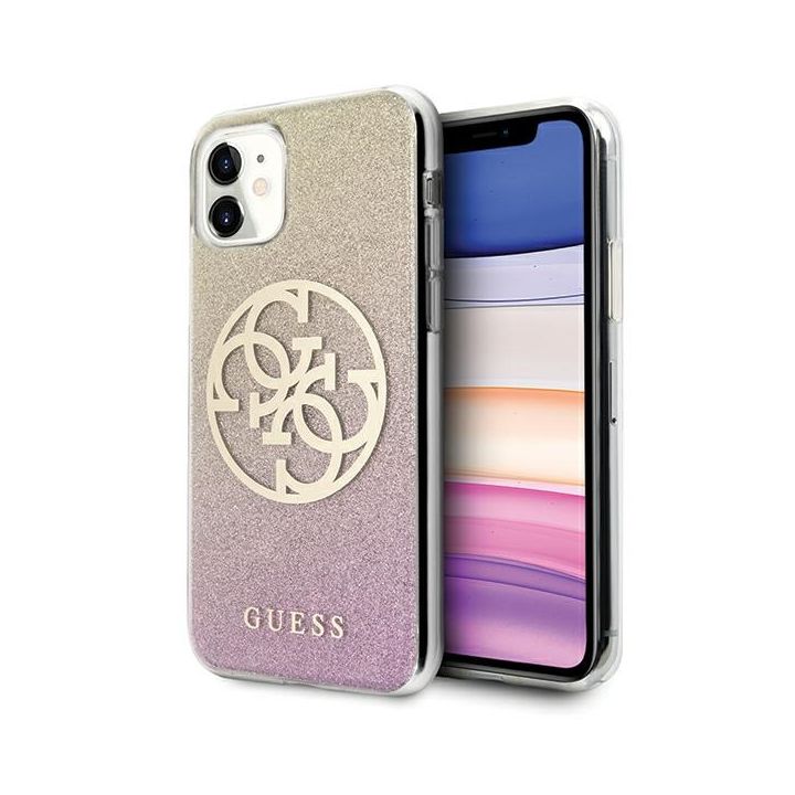 Guess GUHCN61PCUGLPGG iPhone 11 6,1" /Xr różowo-złoty/gold pink hard case Glitter 4G Circle Logo na NearMe.pl
