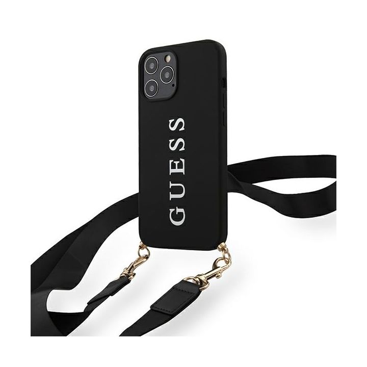 Guess GUHCP12LPUSTCRBK iPhone 12 Pro Max6,7" black/czarny hardcase Silicone Printed Logo Strap na NearMe.pl