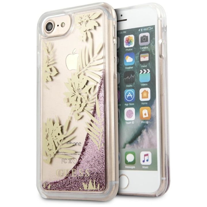 Guess GUHCP7GLUPPI iPhone 6/7/8/SE 2020 różowy/pink hard case Palm Springs Glitter Liquid na NearMe.pl