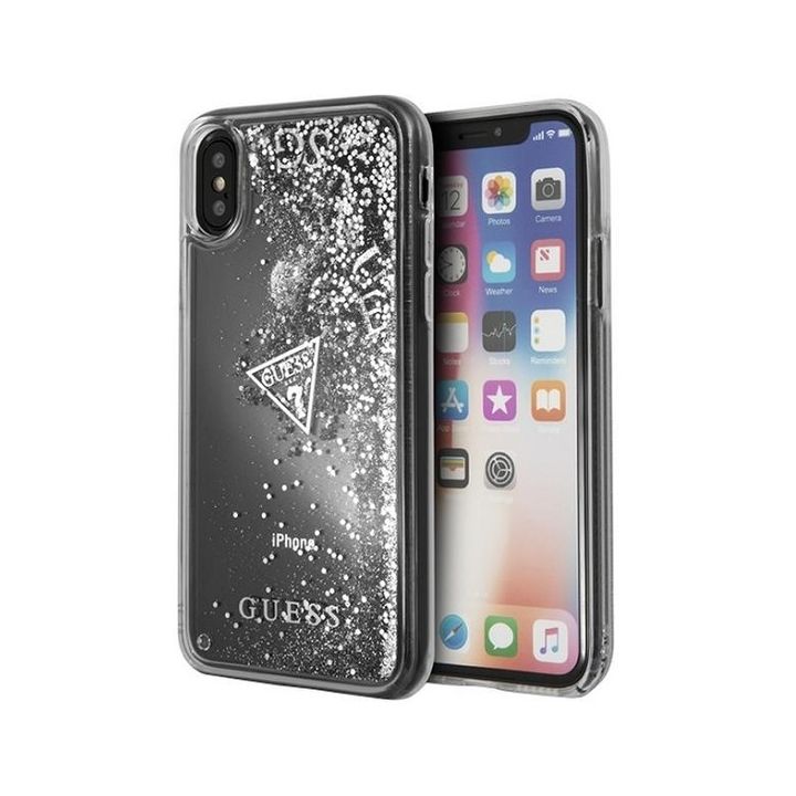 Guess GUHCPXGLUFLSI iPhone X/Xs silversrebrny hard case Glitter Liquid na NearMe.pl