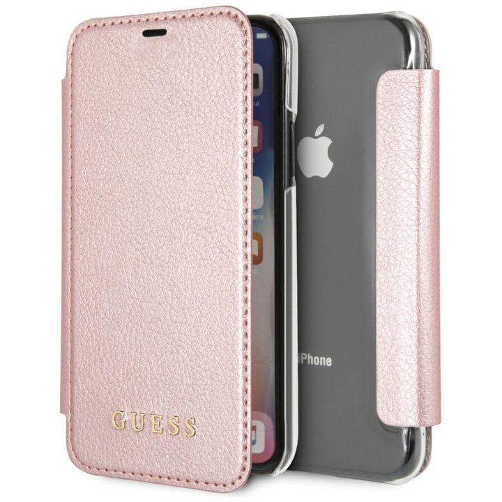 Guess GUFLBKPXIGLTRG iPhone X/Xsrose gold/różowo-złoty book Iridescent na NearMe.pl