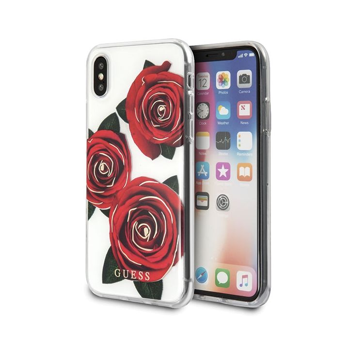 Guess GUHCPXROSTR iPhone X transparent hard case Flower Desire red rose na NearMe.pl