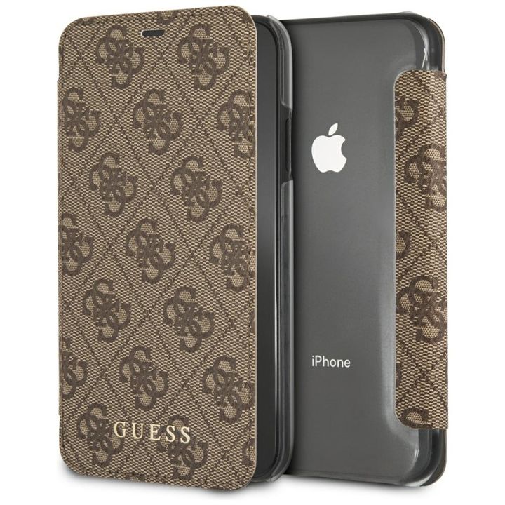 Guess GUFLBKI61GF4GBR iPhone Xr brown/brązowy book 4G Charms Collection na NearMe.pl