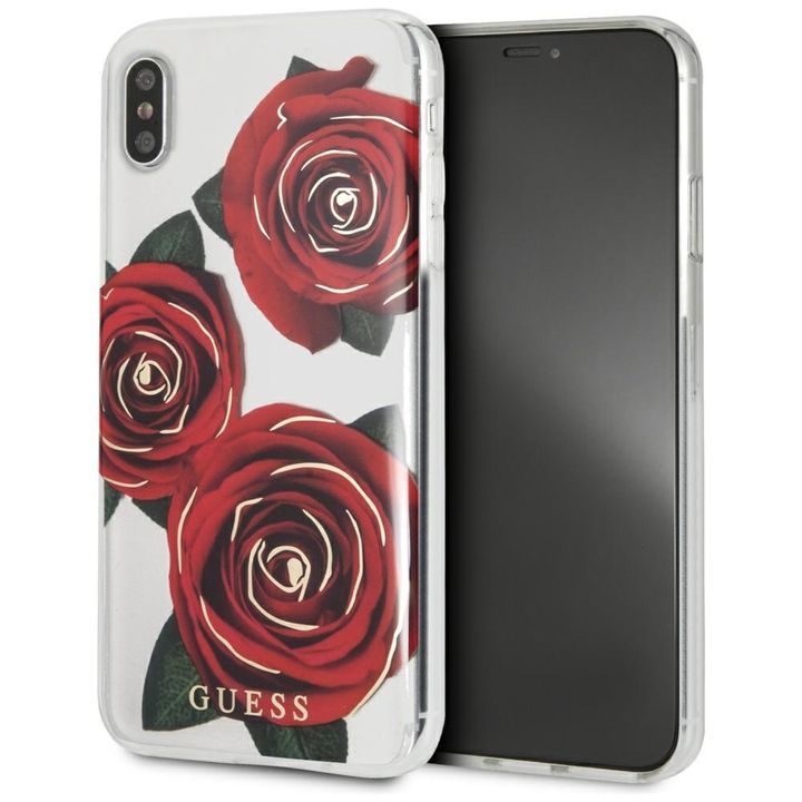 Guess GUHCI65ROSTR iPhone Xs Maxtransparent hard case Flower Desire red roses na NearMe.pl