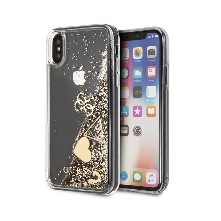 Guess GUHCPXGLHFLGO iPhone X/Xsgold/złoty hard case Glitter Hearts na NearMe.pl