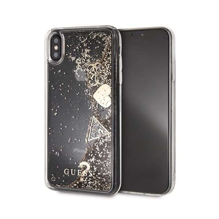 Guess GUHCI65GLHFLGO iPhone Xs Maxgold/złoty hard case Glitter Hearts na NearMe.pl