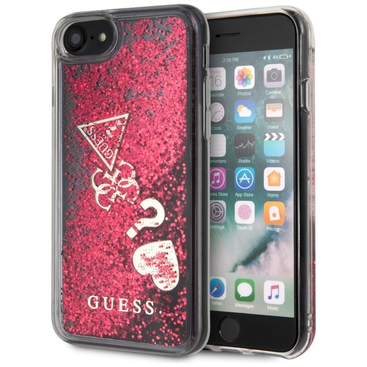 Guess GUHCI8GLHFLRA iPhone 7/8/SE 2020/ SE 2022 raspberr yhard case Glitter Hearts na NearMe.pl