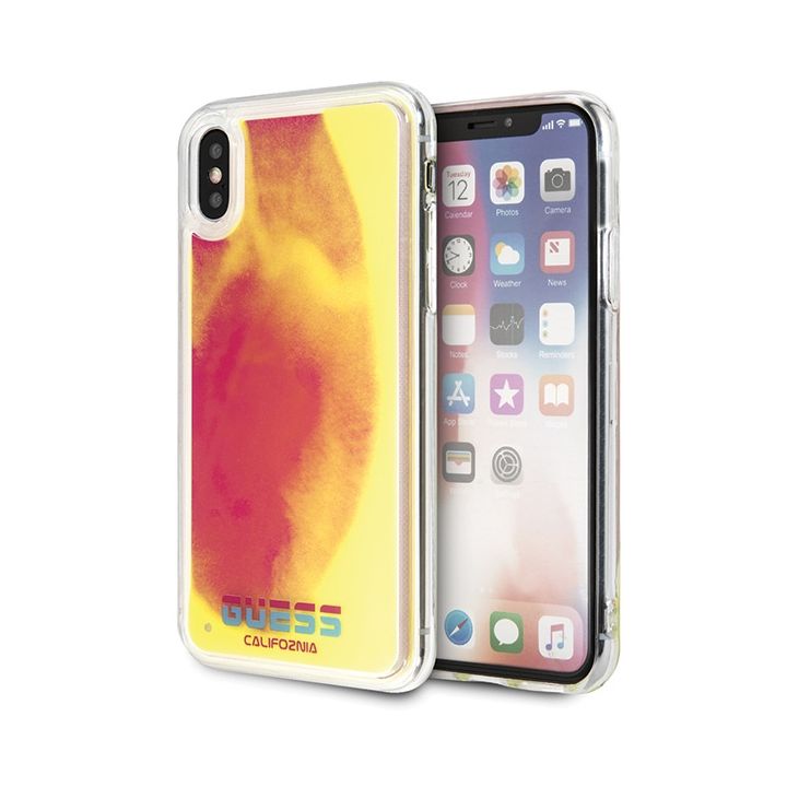 Guess GUHCPXGLCPI iPhone X/Xs różowy/pink hard case California Glow in the dark na NearMe.pl