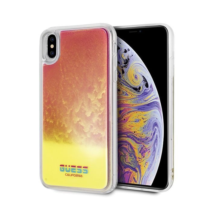 Guess GUHCI65GLCPI iPhone Xs Max różowy/pink hard case California Glow in the dark na NearMe.pl