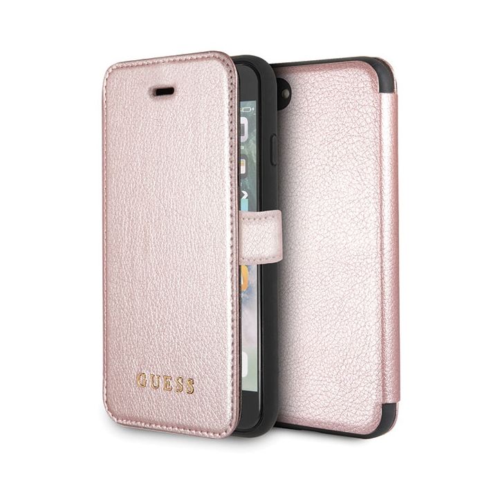 Guess GUFLBKI8IGLRG iPhone 7/8/SE 2020/ SE 2022 rose gold /różowo-złoty book Iridescent na NearMe.pl