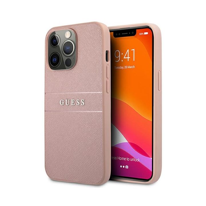 Guess GUHCP13XPSASBPI iPhone 13 Pro Max6,7" różowy/pink hardcase Saffiano Stripe na NearMe.pl