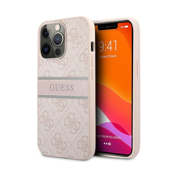 Guess GUHCP13L4GDPI iPhone 13 Pro / 13 6,1" różowy/pink hardcase 4G Stripe na NearMe.pl