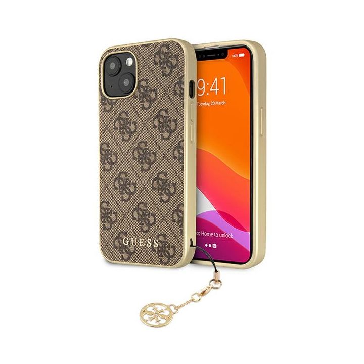 Guess GUHCP13MGF4GBR iPhone 13 / 14 / 15 6.1" brązowy/brown hardcase 4G Charms Collection na NearMe.pl