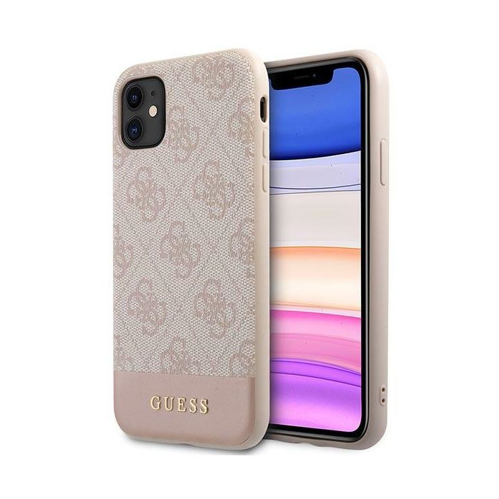 Guess GUHCN61G4GLPI iPhone 11 / Xr 6,1"różowy/pink hard case 4G Stripe Collection na NearMe.pl