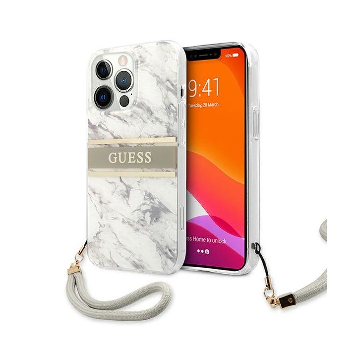 Guess GUHCP13XKMABGR iPhone 13 Pro Max6,7" szary/grey hardcase Marble Strap Collection na NearMe.pl