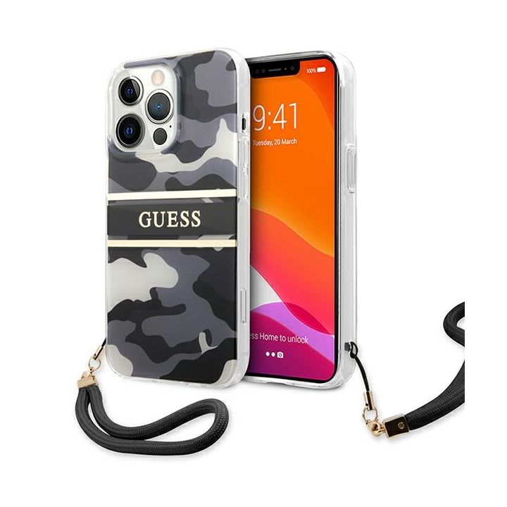 Guess GUHCP13XKCABBK iPhone 13 Pro Max6,7" czarny/black hardcase Camo Strap Collection na NearMe.pl