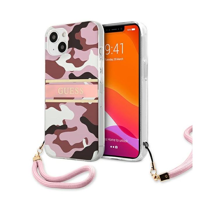 Guess GUHCP13SKCABPI iPhone 13 mini 5,4" różowy/pink hardcase Camo Strap Collection na NearMe.pl