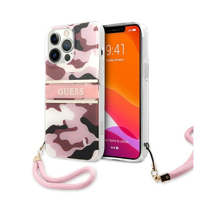 Guess GUHCP13LKCABPI iPhone 13 Pro / 136,1" różowy/pink hardcase Camo Strap Collection na NearMe.pl