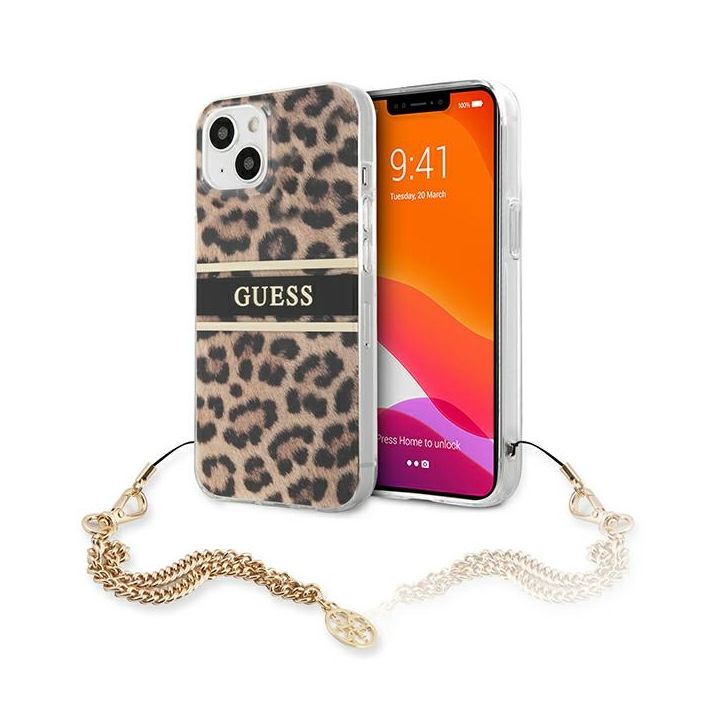 Guess GUHCP13MKBSLEO iPhone 13 / 14 / 156.1" Leopard hardcase Gold Chain na NearMe.pl