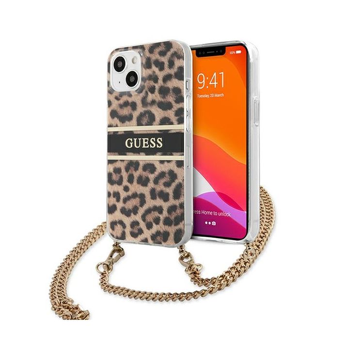 Guess GUHCP13SKBCLE iPhone 13 mini 5,4" Leopard hardcase Gold Strap na NearMe.pl