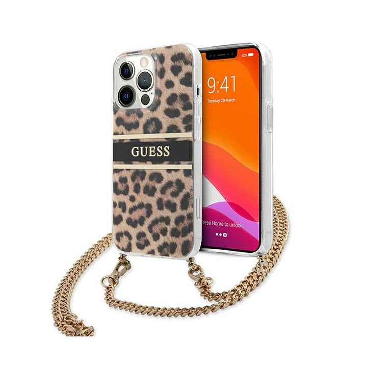 Guess GUHCP13LKBCLE iPhone 13 Pro / 136,1" Leopard hardcase Gold Strap na NearMe.pl