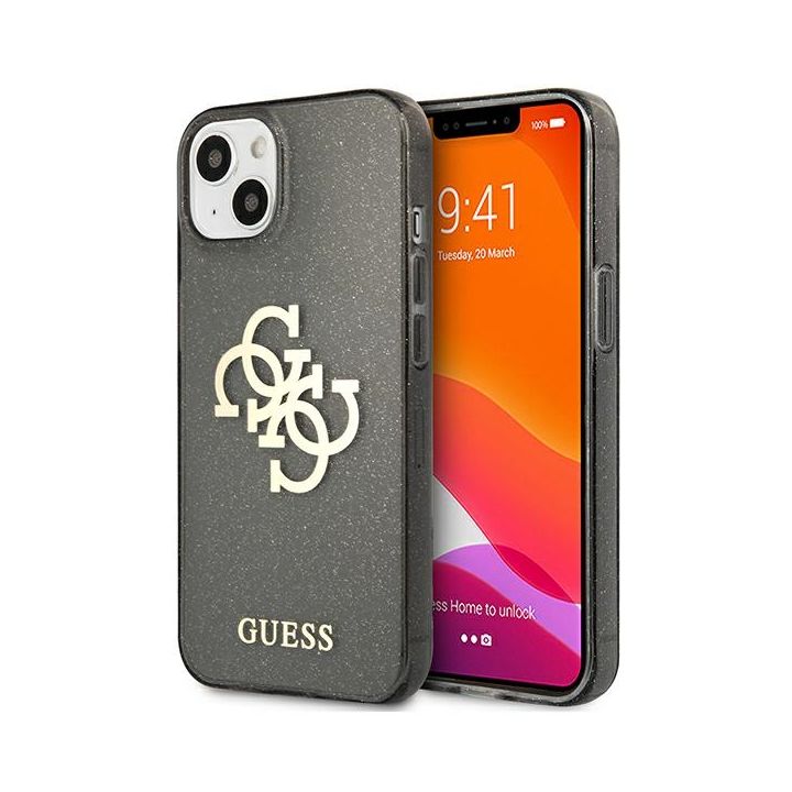 Guess GUHCP13MPCUGL4GBK iPhone 13 / 14 /15 6.1" czarny/black hard case Glitter 4G Big Logo na NearMe.pl